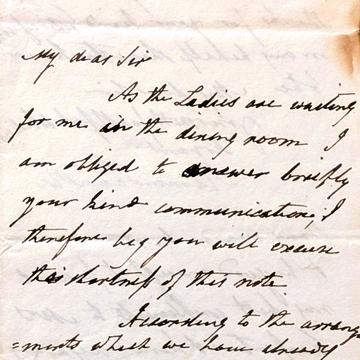 A handwritten letter in black ink 